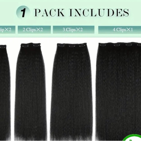 7 Piece Yaki Straight Clip In Hair Extensions - Picture 7 of 10